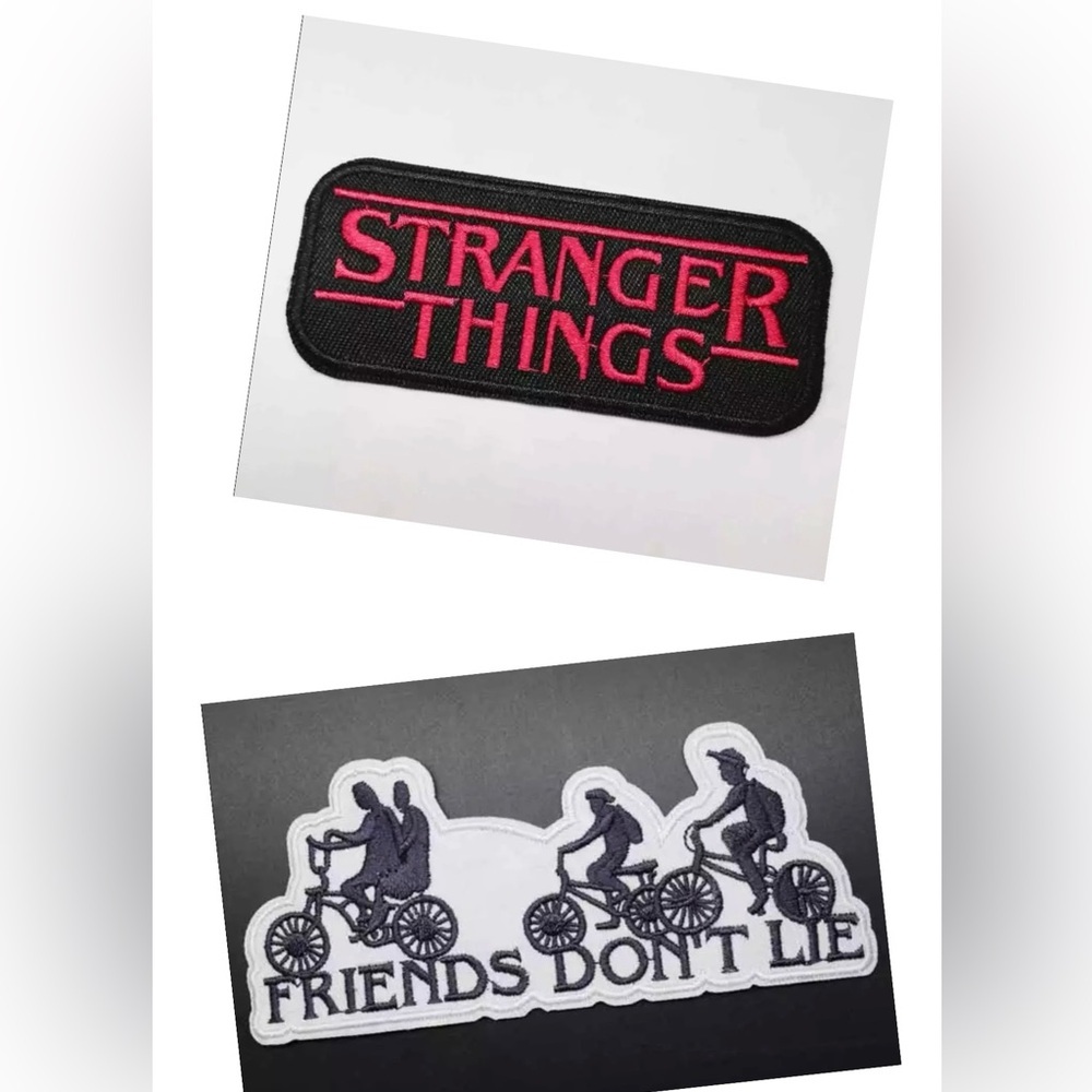2 Stranger Things Embroidered Iron On Patches NEW
